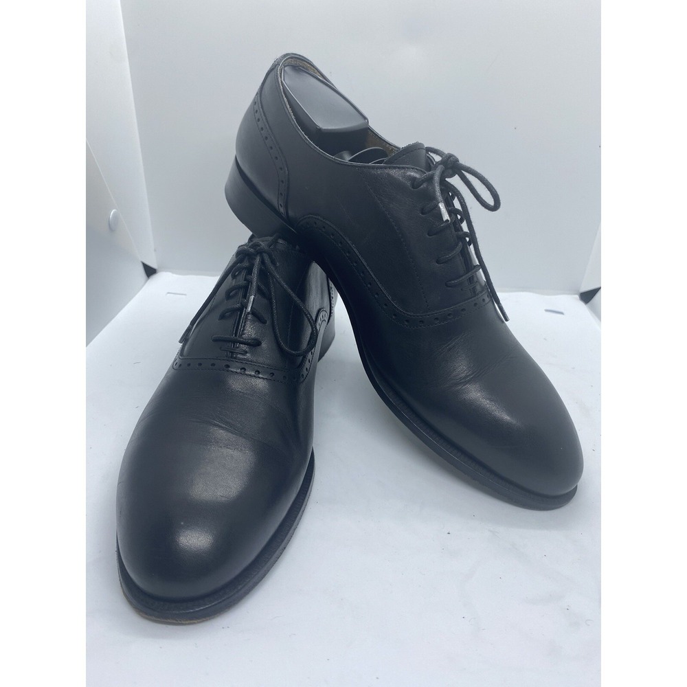 Blake McKay Mens Black Leather Oxford Dress Shoes Size 8.5 Made in Italy